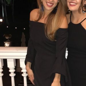 Lulu’s Black Strapless Off the shoulder Dress with Batwing Sleeves